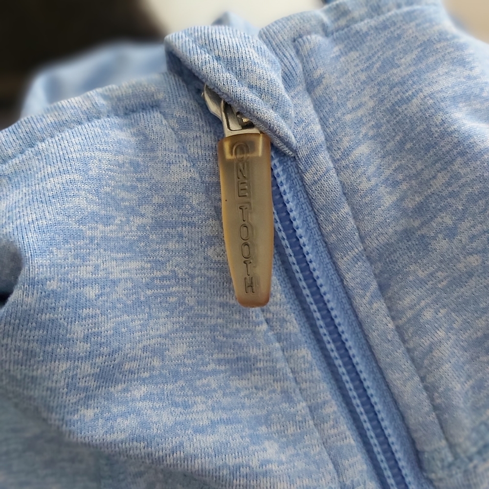 One Tooth light blue zip up sweatshirt after workout running - Picture 9 of 13